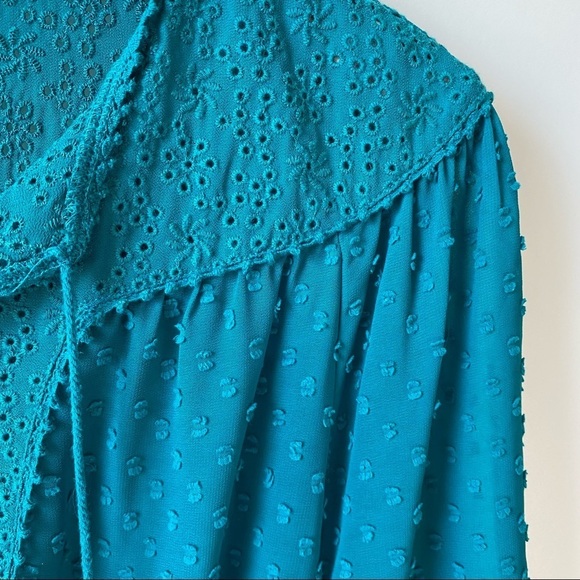MATILDA JANE Teal Swiss Dot Charisma Blouse! Med - Picture 6 of 10